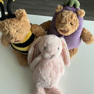 Plush Animal Toy Set - bashful bunny and Bartholomew bear plush jelly cat